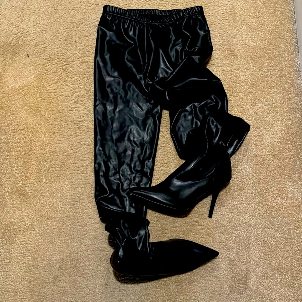 Booted Faux Leather Leggings